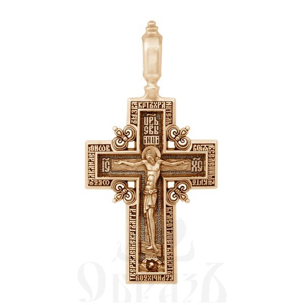 крест «распятие. молитва «крест – хранитель всей вселенной», золото 585 проба красное (арт. 201.511-1)