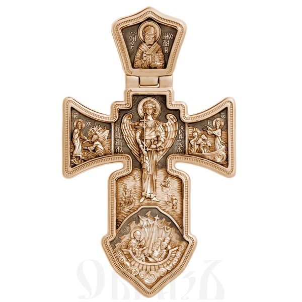 морской крест «распятие. ангел хранитель», золото 585 проба красное (арт. 201.908-1)